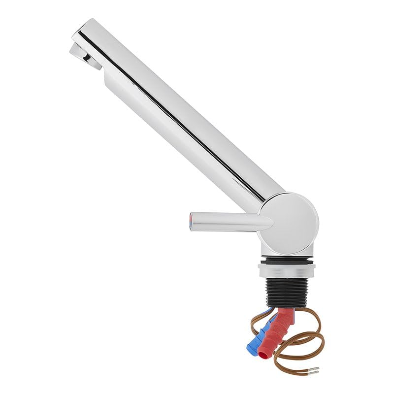 Grifo mezclador de 12 V Ø 27 mm – Caño recto con microinterruptor para caravana y barco