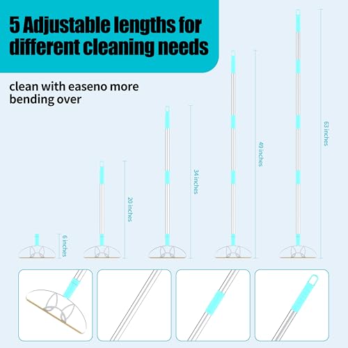 Image of Ultra & Pro LINTPLUS Combo - 63 inch Long Carpet Rake for Pet Hair + Pro Attachments - Heavy Duty Stainless Steel Handle, Stand-Up Design - Effortless Fur & Lint Removal for Large Rugs, Carpets, Floors