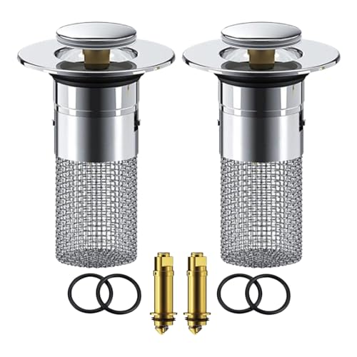 Tapón de fregadero emergente, filtro de drenaje de piso, tapón de lavabo, 2 piezas, filtro de capilla para fregadero de baño con filtro extraíble, colector de residuos de alimentos antiobstrucción