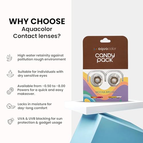 Image of Aqua Color Candy pack - 2 Lens with Power -5 and Color is Mocha Brown