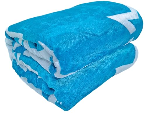 Image of Winter Premium Flannel Velvet Warm Duvet Cover Quilt Cover | Rajai Cover | Blanket Cover | Comforter Cover Single Size 60x100 inches Woollen (Bright Blue & White Star, Single Bed)