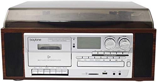 Boytone Bt-38Sm Bluetooth Classic Turntable Record Player System, Am/Fm Radio, Cd/Cassette Player, 2 Built-In Stereo Speakers, Record From Vinyl, Radio, And Cassette To Mp3, Sd Slot, Usb, Aux. #TOP5