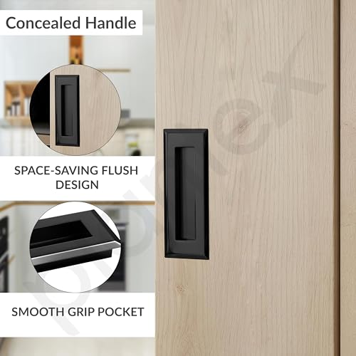 Image of Plantex Sliding Door Handle /Concealed Handle for Sliding Door /96mm Concealed Handle for Wardrobe /Kitchen Cabinet - Pack of 4 (Black)
