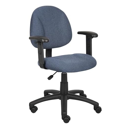 Boss Office Products Perfect Posture Delux Fabric Task Chair with Adjustable Arms in Blue