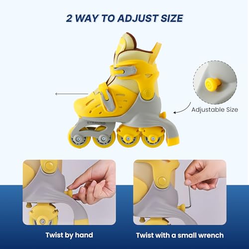 Image of Strauss Convertible (Inline /Roller) Skates | Size S adjustable 17-21.5 cm | LED Light Wheels | Skates for Boys & Girls | No tools required | Detachable Liner for Cleaning | With Brakes | EU 31-34 Size