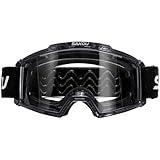 SAKOU Kinder Motorrad Motocross Cross Brille–Beschlagfrei, Stoßfest und mit 100% UV400-Schutz für Jungen und Mädchen im Alter von 3 bis 12 Jahre, ideal für Offroad, ATV und Dirtbike Einsätze (Schwarz)
