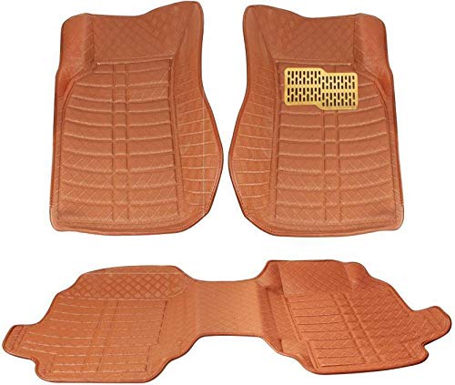 Image of Oshotto Premium Custom Fit Front and Rear 5D Car Mat with 3rd Row Compatible with Toyota New Fortuner - Set of 4 (Tan)