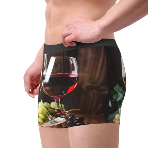 Men's Boxer Briefs Wine Glasses Grapes Underwear For Men Soft Elastic Boxer Shorts For Boys Adult2