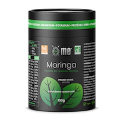 ME Moringa Bio - Poudre extra fine - 100g - Tonus, Immunité, Peau, Vitamines A, C, E, Minéraux, Antioxydant, Super aliment régénérant, Complément Alimentaire - provenance Kenya.