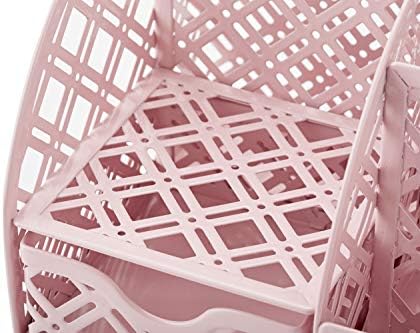 EXERZ Desk Organiser/Mesh Desk Tidy Caddy/Pen Holder/Multifunctional Organiser with 7 Compartments (Light Pink)