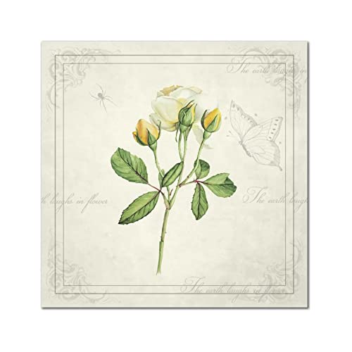 Panneau en bois imprimé style vintage pour décoration murale florale