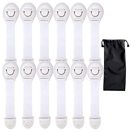 CompraFun 12Pcs Cerraduras de Seguridad para Niños, Cierre Alargado Seguridad Bebés, Bloqueo de Seguridad para Armarios Cajones Puertas Electrodomésticos Adhesivo 3M, Cuidado para Bebé Niños.