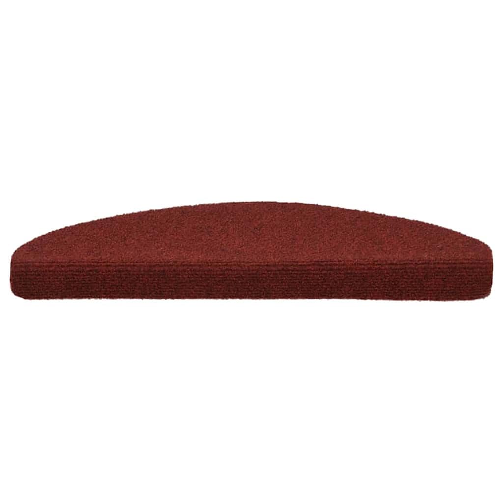 vidaXL Tapis d'escalier Autocollants 10 pièces 65 x 21 x 4 cm Bordeaux Rouge Demi-Rond Grand
