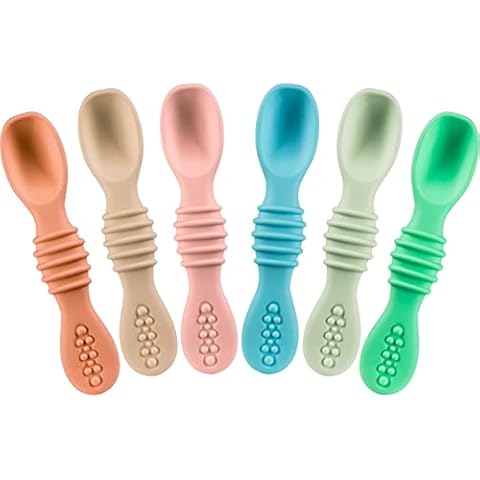 Baby Spoons, Baby Feeding Essentials, Baby Led Weaning Supplies, Baby Spoons Self Feeding 6 Months, Baby Utensils, Silicone Baby Feeding Set, Toddler Feeding Supplies, Silicone Baby Spoon BPA Free Cover
