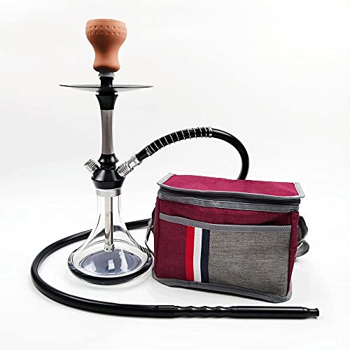 JYZT Reise Huka,Glas-Shisha Set Tragbare Shisha mit Handtasche +Shisha-Schüssel+Schlauch+Zange für besseres Shisha…