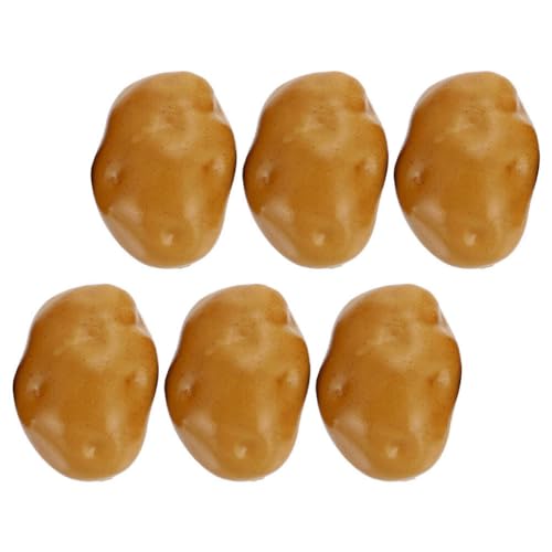 VOSAREA Artificial Potato 6pcs Lifelike Fake Potatoes Simulation Mini Vegetable Decorative Foam Food Imitation Potatoes Set for Home Kitchen Decoration
