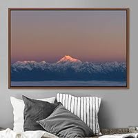 Framed Canvas Wall Art Snow Mountain Cool Expressive Farmhouse/Country Landscape Mountain Top Multicolor Photography Portrait Realism - 16x24 inches