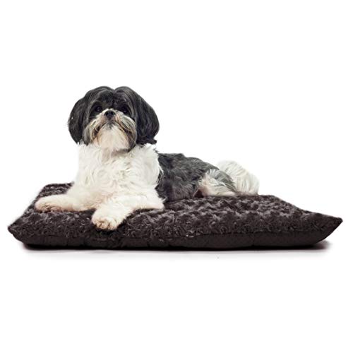 Furhaven Pet Dog Bed Kennel Pad | Ultra Plush Curly Faux Fur Crate
