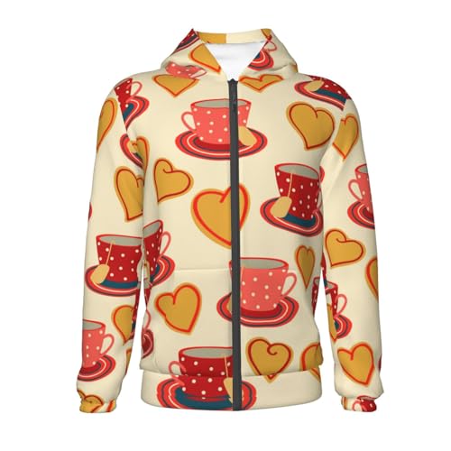 Cups of Tea Kid Hoodies Boys Zip Up Sweatshirts Girls Pullover with Pocket2