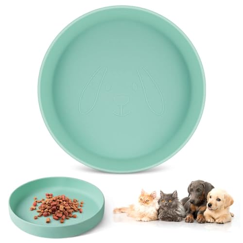 Adiwo Ciotola in Silicone per Cani e Gatti, Contenitore di Cibo per Cuccioli e Gattini, Modello Piatta Antiscivolo, Adatto per Cibo Secco e Umido, Ideale per Animali Piccoli (Verde)
