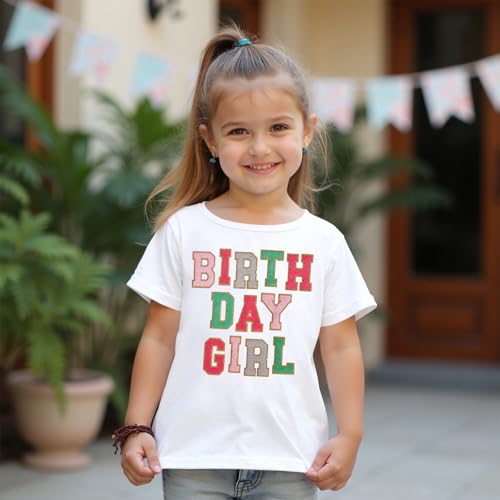 IZYJOY Birthday Girl Shirts Toddler 2nd 3rd 4th 5th 6th Birthday Glitter Patch T-Shirt Bday Outfit Short Sleeve Tee Tops3