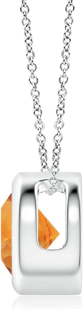 ベゼルセットラウンドシトリンソリティアペンダント|シルバー|彼女の為にジュエリーギフト