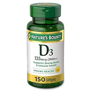 Nature’s Bounty Vitamin D3, Immune and Bone Support, 5000IU, Rapid Release Softgels, 150 Ct