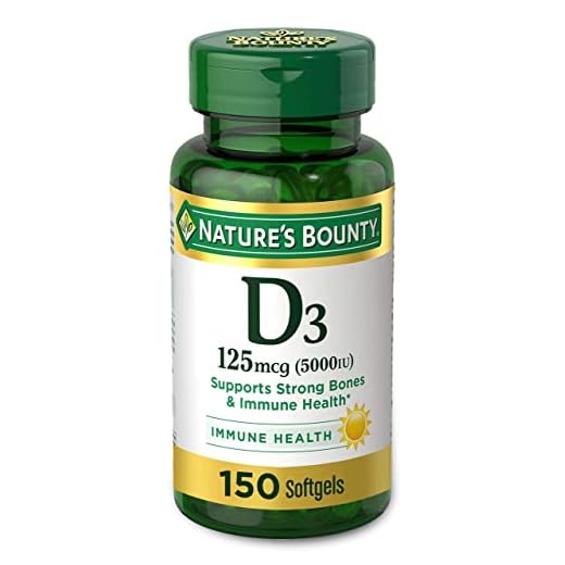 Nature's Bounty Vitamin D3, Immune and Bone Support, 5000IU, Rapid Release Softgels, 150 Ct