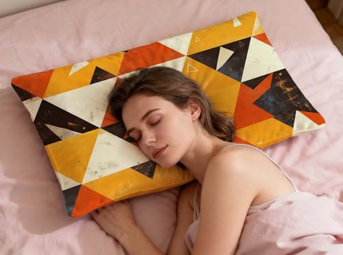 Housse de coussin géométrie velours orange rectangulaire déco - 7
