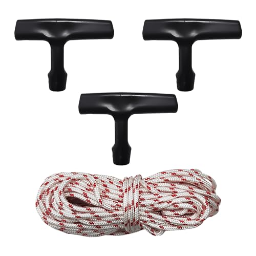 1 juego de cuerdas de arranque de 10 m de largo, 3 asas de arranque negras, cuerda de repuesto de 3 mm, cable para cortacésped, accesorios de cable, apto para deshierbe