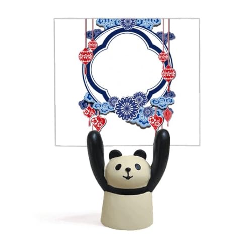 Support mémo panda et fleur bleue pour bureau