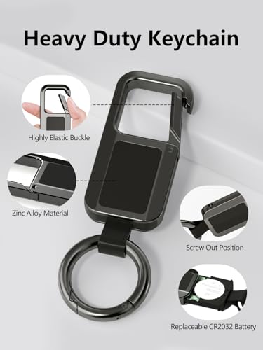 Lmrbelec Keychain Tracker Works with Apple Find My (iOS Only), Key Chain Tracker Tag Heavy Duty Car Keychain for Men, llaveros para Hombres Carabiner Key Chain Anti-Lost Key Finder — view 3