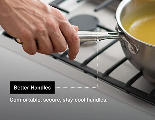 Misen 5-Ply Stainless Steel Saucier with Lid– Induction-Compatible Pan with Curved Sides for Smooth Stirring - Oven Safe to 800F – Even Heat Distribution & Ergonomic Handle - 2 QT - Thumbnail 3