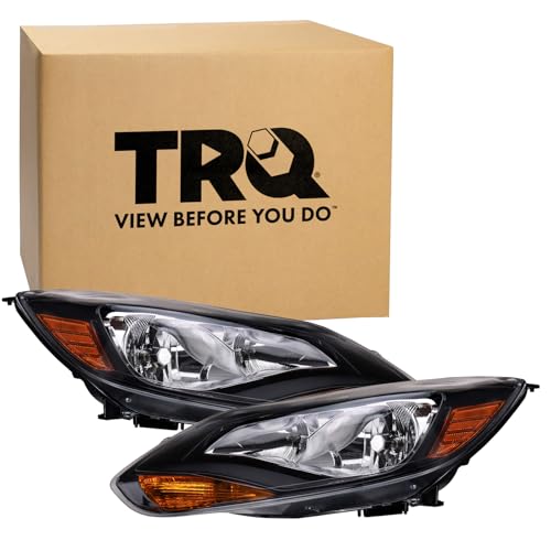 Image of TRQ Headlight Assembly Set Driver & Passenger Side FO2502299 FO2503299 Compatible with 2012-2014 Ford Focus