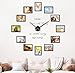 Luming DIY Wanduhr Gro&szlig; Mit Bilderrahmen Collage - Modern Wohnzimmer Uhr Wand - 12 St&uuml;cke 10x15 Schwarz - Fotorahmen Set f&uuml;r Mehrere Fotos - Wall Clock Schwarz