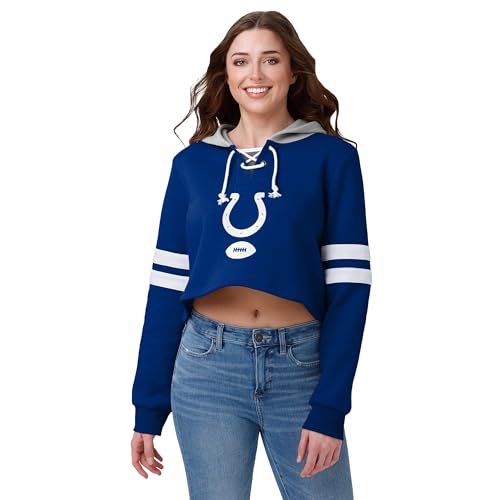 Sudadera corta con capucha y manga a rayas FOCO Team para mujer moderna talla M