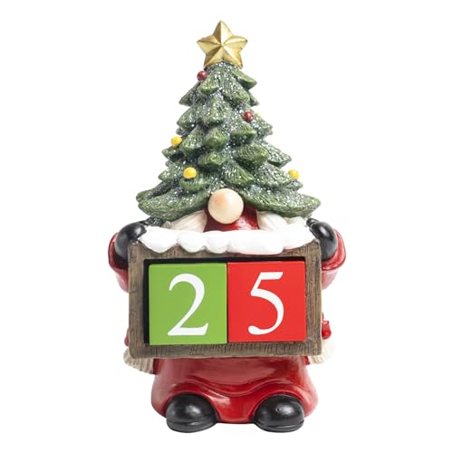 Bechivie Days Till Christmas Countdown Decor, 7.8inchs Resin Christmas Tree Gnome Advent Calendar Blocks 2024, Indoor Holiday Santa Figurine Shelf Table Mantel Desk Decorations For Home