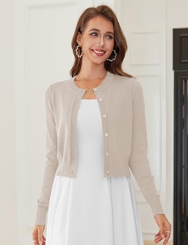 Image of LETDIOSTO Cropped Cardigan Bolero Shrug for Women, Button Down Long Sleeve Knit Sweater for Dresses,for Jeans, XS to XL
