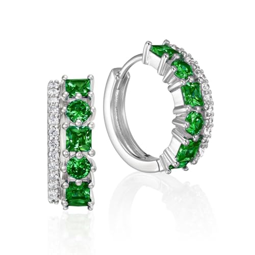 Gift from New York フープピアス レディース プラチナ 加工 エメラルド カラー 緑 ピアス 誕生石 シルバ?925 金属アレルギー対応 ブランド 女性