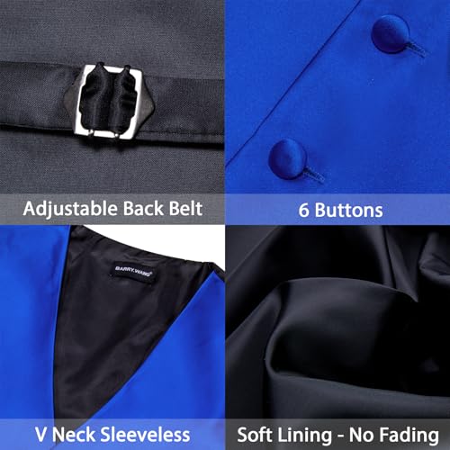 Image of Barry.Wang Men's Suit Vest Formal /Leisure Paisley Jacquard Silk Tie Pocket Square Waistcoat Set Wedding 5PCS