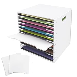 SONGWAY 12×12 Paper Storage Organizer – 13 Tier Desk File Organizer with Adjustable Shelves, Letter Mail Tray, 12×12 Stackable Scrapbook Paper Storage Cube for Home Office Classroom