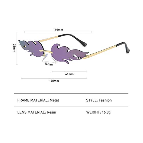 Fire Flame Sunglasses Rimless Wave Glasses Fire Shape Eyewear for Party3