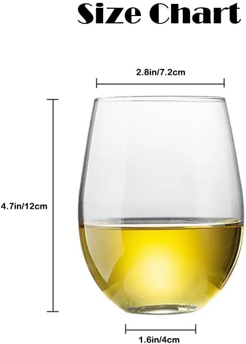 6 Pack Stemless Wine Glasses, Premium Clear Smooth Wine Glass Perffect for White Red Wine, Daily Use, Gifts Idea for Brithday Wedding (Clear, 19oz-6Pack) image 4