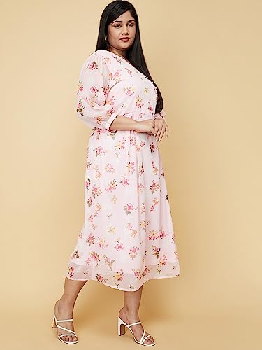 Image of Max Plus Size Women Printed V-Neck A-line Dress