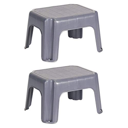 Rubbermaid Durable Plastic Roughneck Household Small Sturdy Step Stool with 250-LB Weight Capacity, Gray (2 Pack)