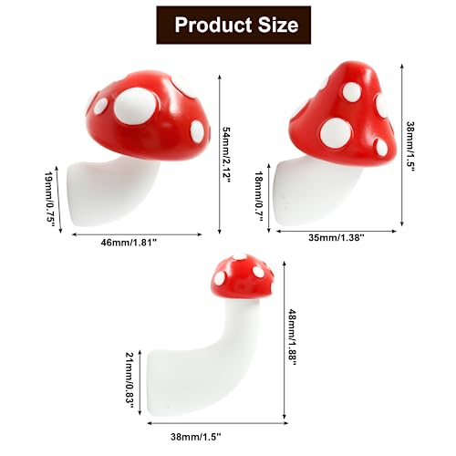 3 piezas imán de refrigerador seta roja de resina 3D miniatura 2