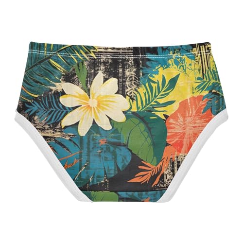 Toddler Panties, Traditional Hawaiian Style Floral Girls' Cotton Brief Underwear, 2T–8 Years2