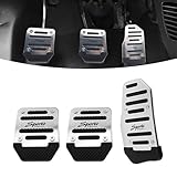 Hugwits 3 PCS Car Non-Slip Pedal Pads, Manual Transmission Aluminum Car Brake Pad Cover, Anti-rubbing Gas Fuel Petrol Clutch Foot Pedals, Universal for Most Cars, Trucks, SUVs (Silver)