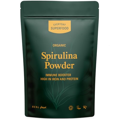 Everyday Superfood Polvo de espirulina orgánica 190 | Probado en metales pesados | Grado fino adecuado para batidos y jugos