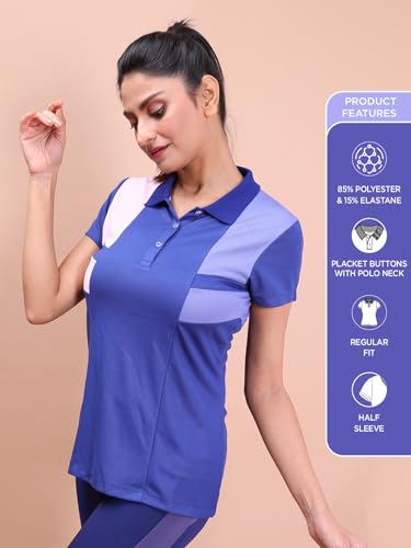 Image of Rupa Colors Womens PLAYSURE Dry FIT Activewear Polo T-Shirt | 100% Polyester Fabric | Stretchable | Reflective Logo | Trendy Design | Regular Fit